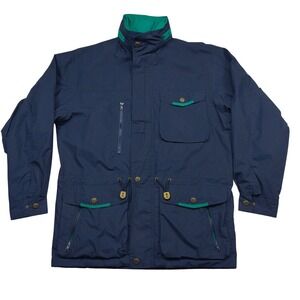Gant Vintage Navy Blue Field Jacket Green Trim Utility Anorak Men Size M RN79918